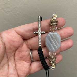 Fashion stone and cross bracelets set of 2